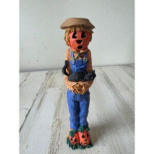 Vintage ABC scarecrow pencil candle holder cat Halloween Thanksgiving thin pumpk